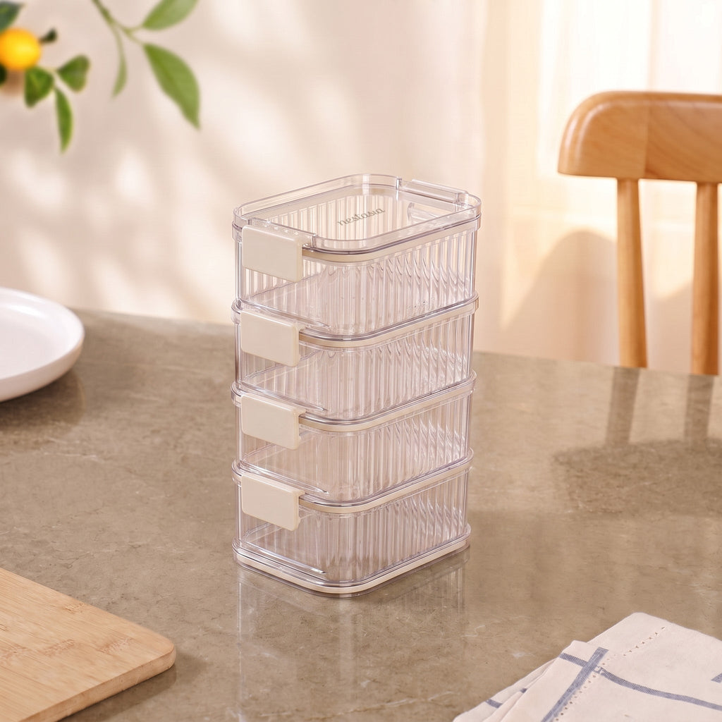 Stackable Pantry Storage Containers With Airtight Clip Lock Lid Set Of 4 1040ml