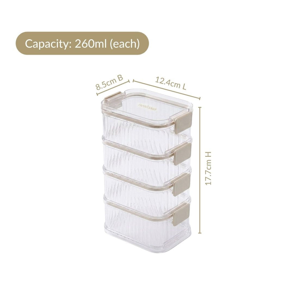 Stackable Pantry Storage Containers With Airtight Clip Lock Lid Set Of 4 1040ml