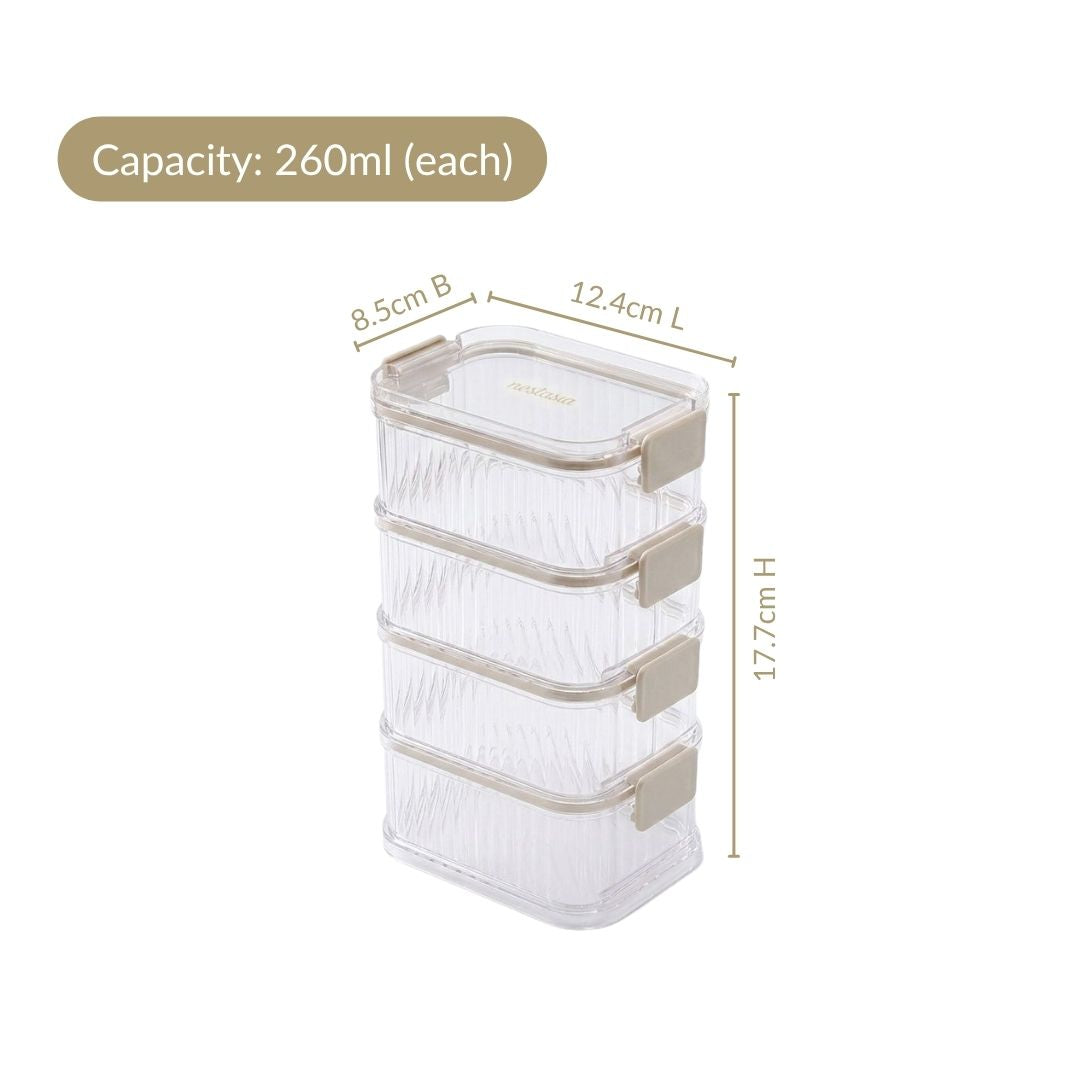Stackable Pantry Storage Containers With Airtight Clip Lock Lid Set Of 4 1040ml