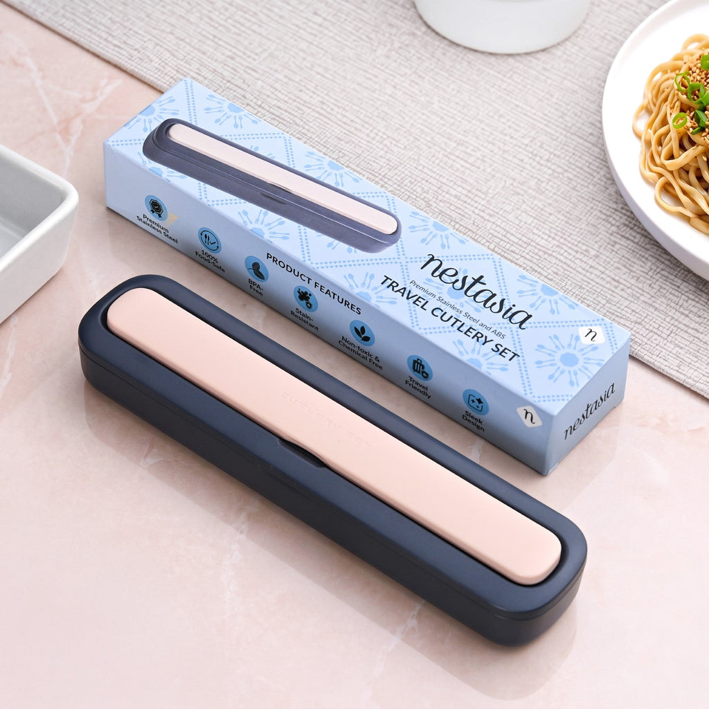 Dine Anywhere Cutlery Set Stainless Steel Travel Cutlery With Box Blue