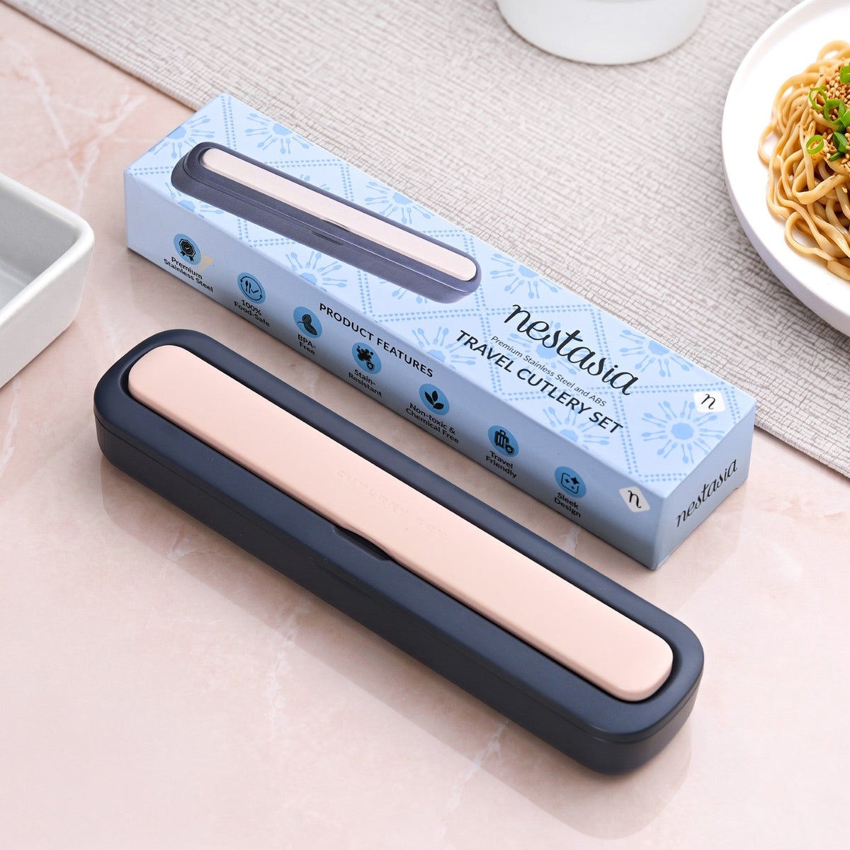 Dine Anywhere Cutlery Set Stainless Steel Travel Cutlery With Box Blue