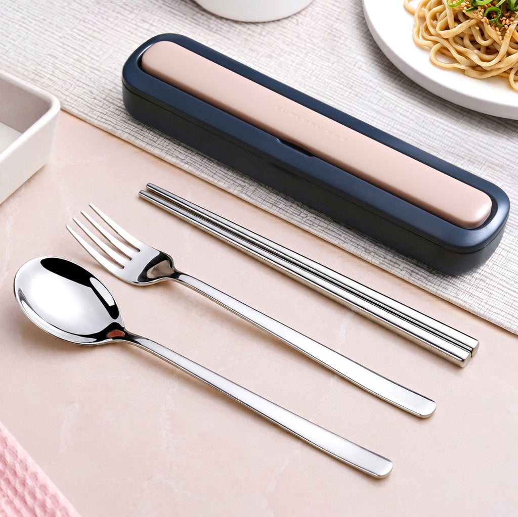 Dine Anywhere Cutlery Set Stainless Steel Travel Cutlery With Box Blue