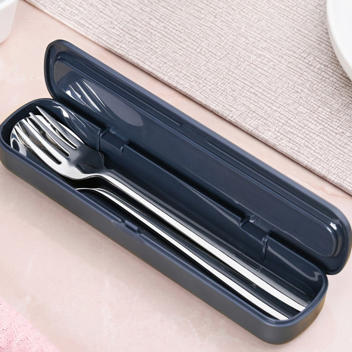 Dine Anywhere Cutlery Set Stainless Steel Travel Cutlery With Box Blue