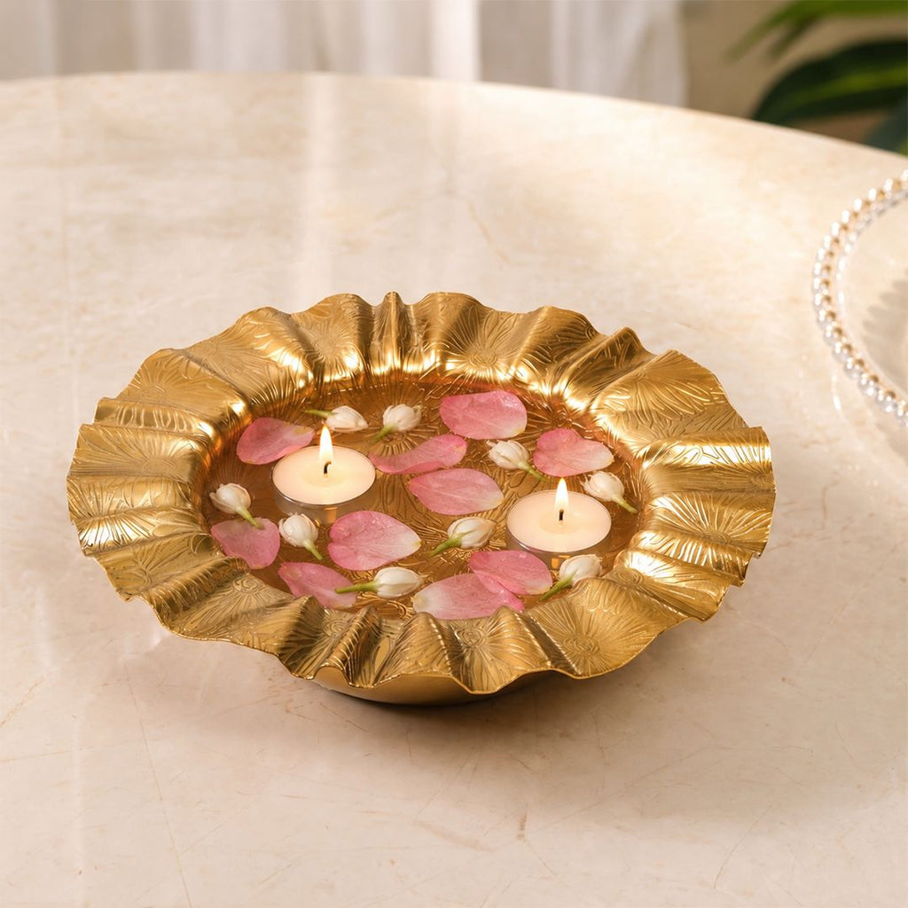 Sunburst Gold Ruched Urli Bowl 1000ml