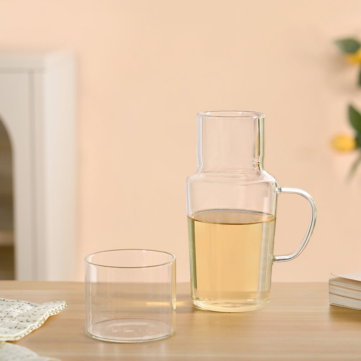 Clear Glass Carafe With Cup