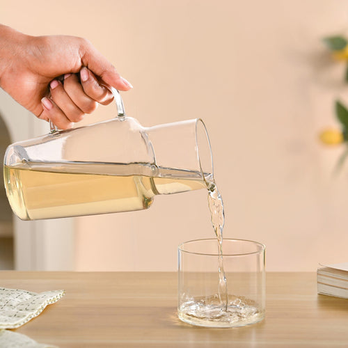 Clear Glass Carafe With Cup