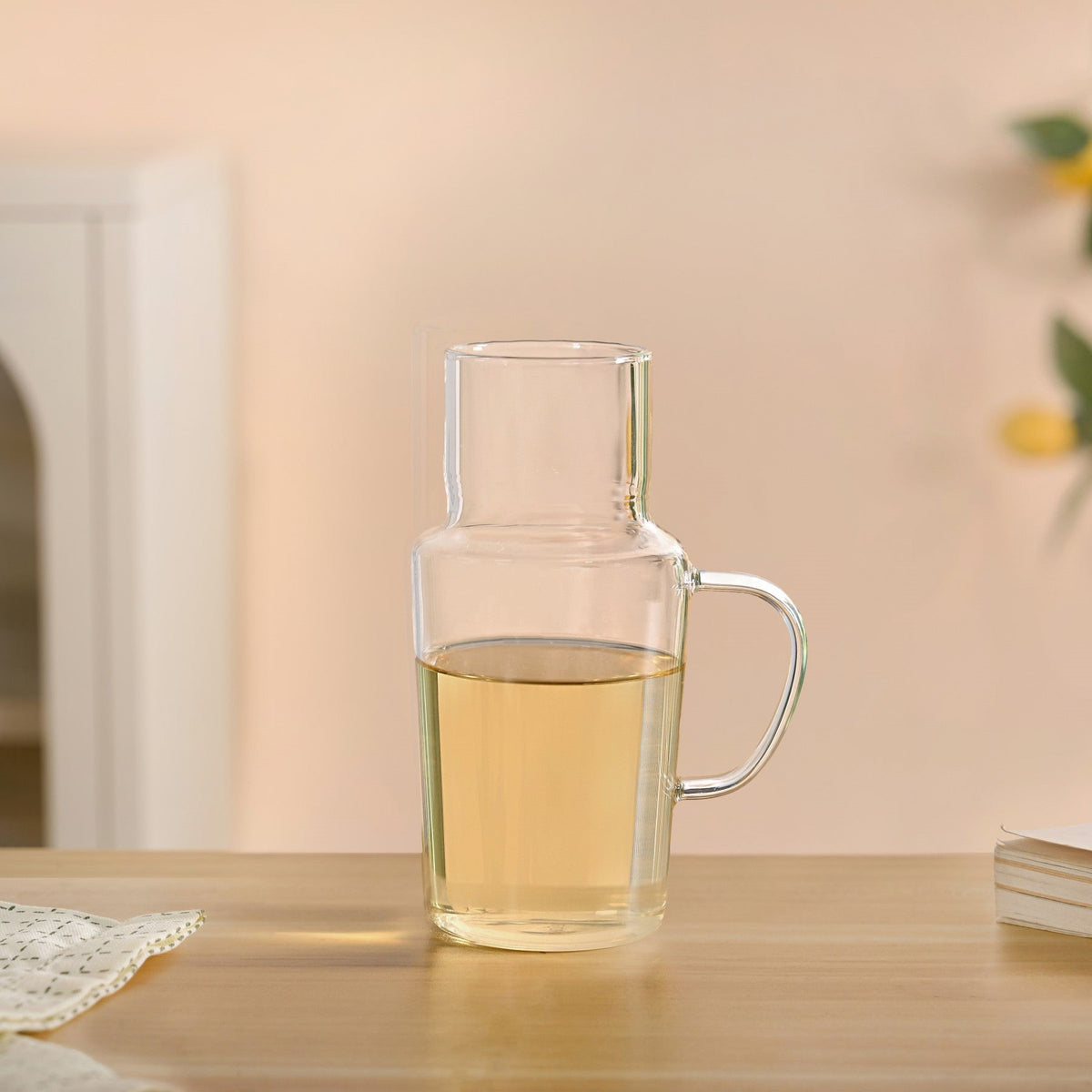 Clear Glass Carafe With Cup