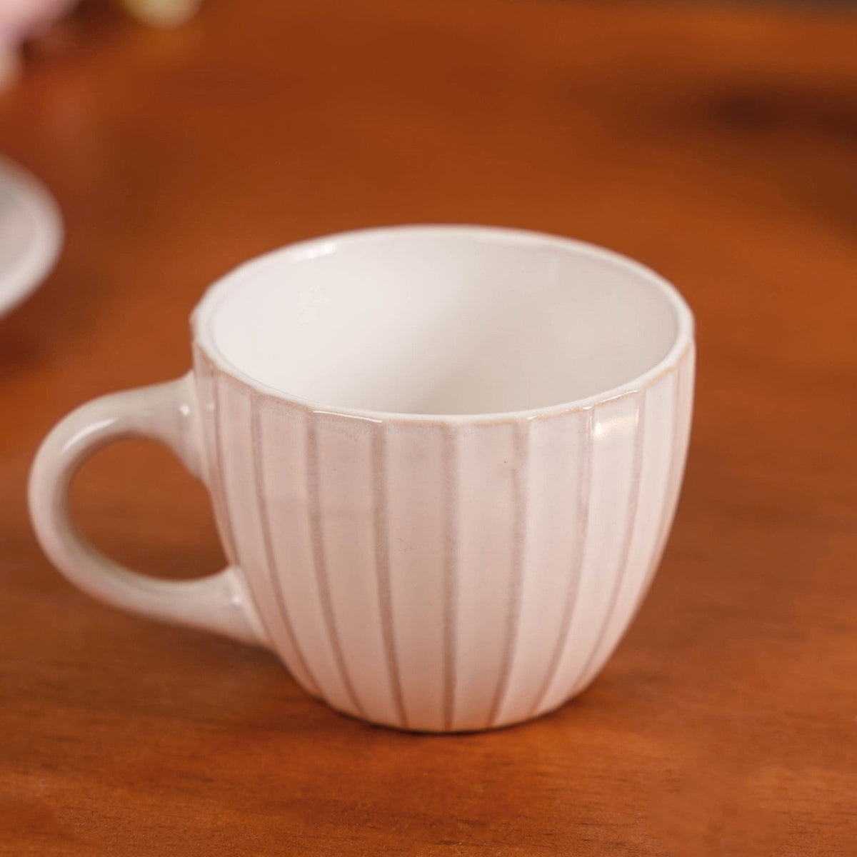 Costola Tea Cup And Saucer Set Of 4 Off White 125ml