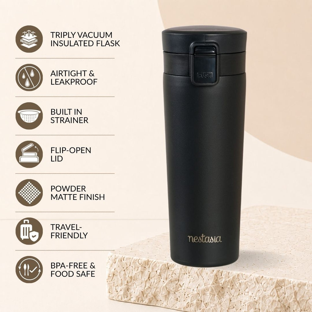 Thermox Insulated Vacuum Travel Flask Black Noir 475ml