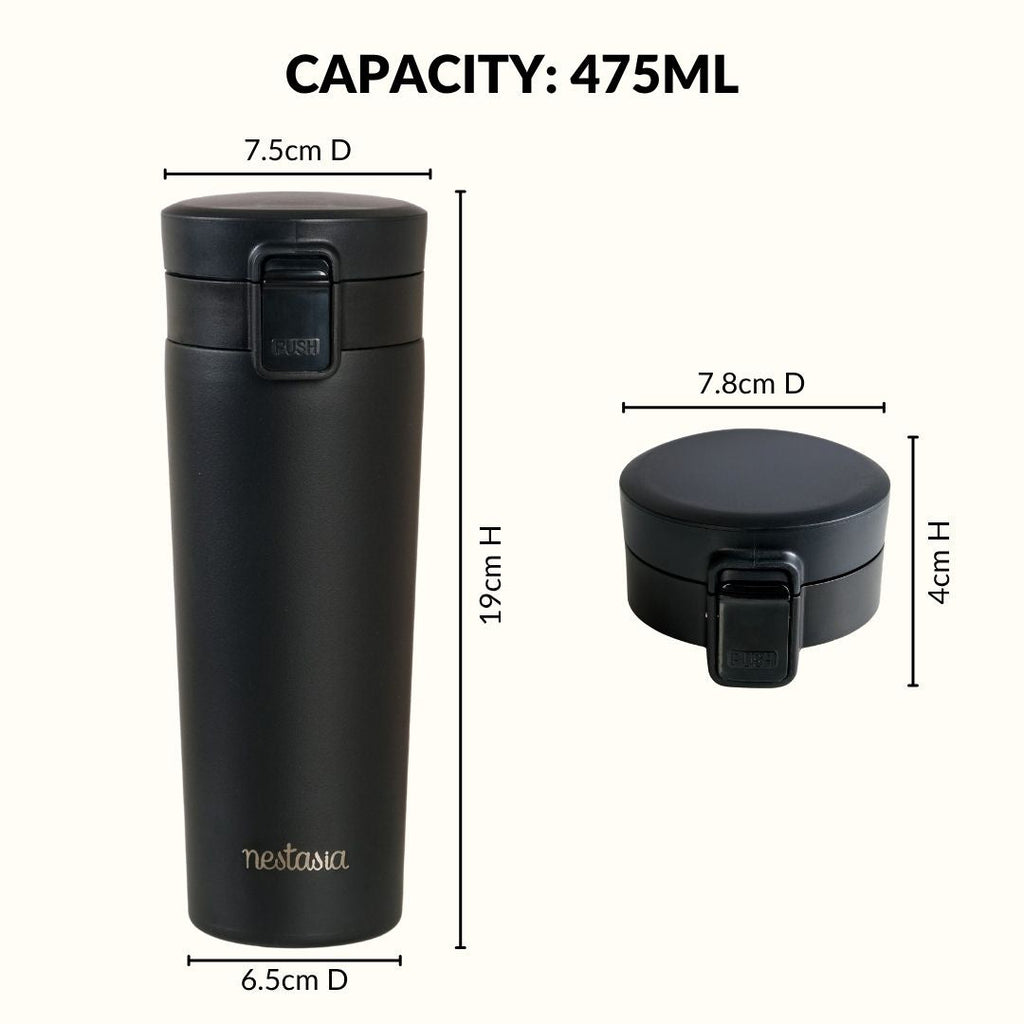 Thermox Insulated Vacuum Travel Flask Black Noir 475ml