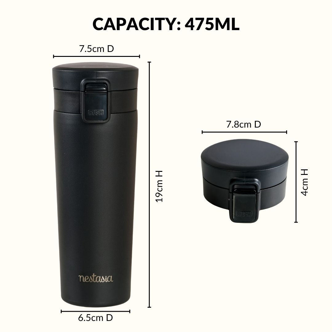 Thermox Insulated Vacuum Travel Flask Black Noir 475ml