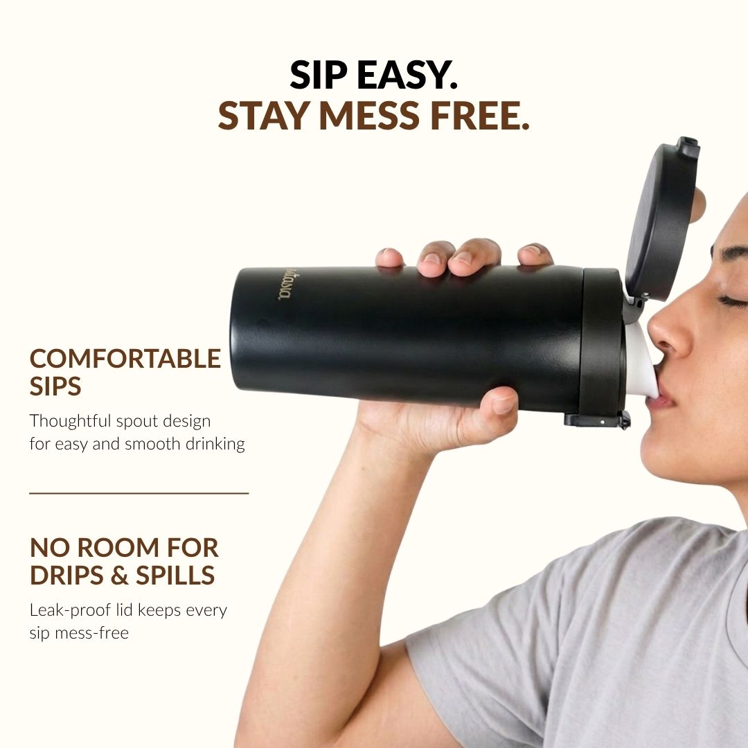 Thermox Insulated Vacuum Travel Flask Black Noir 475ml