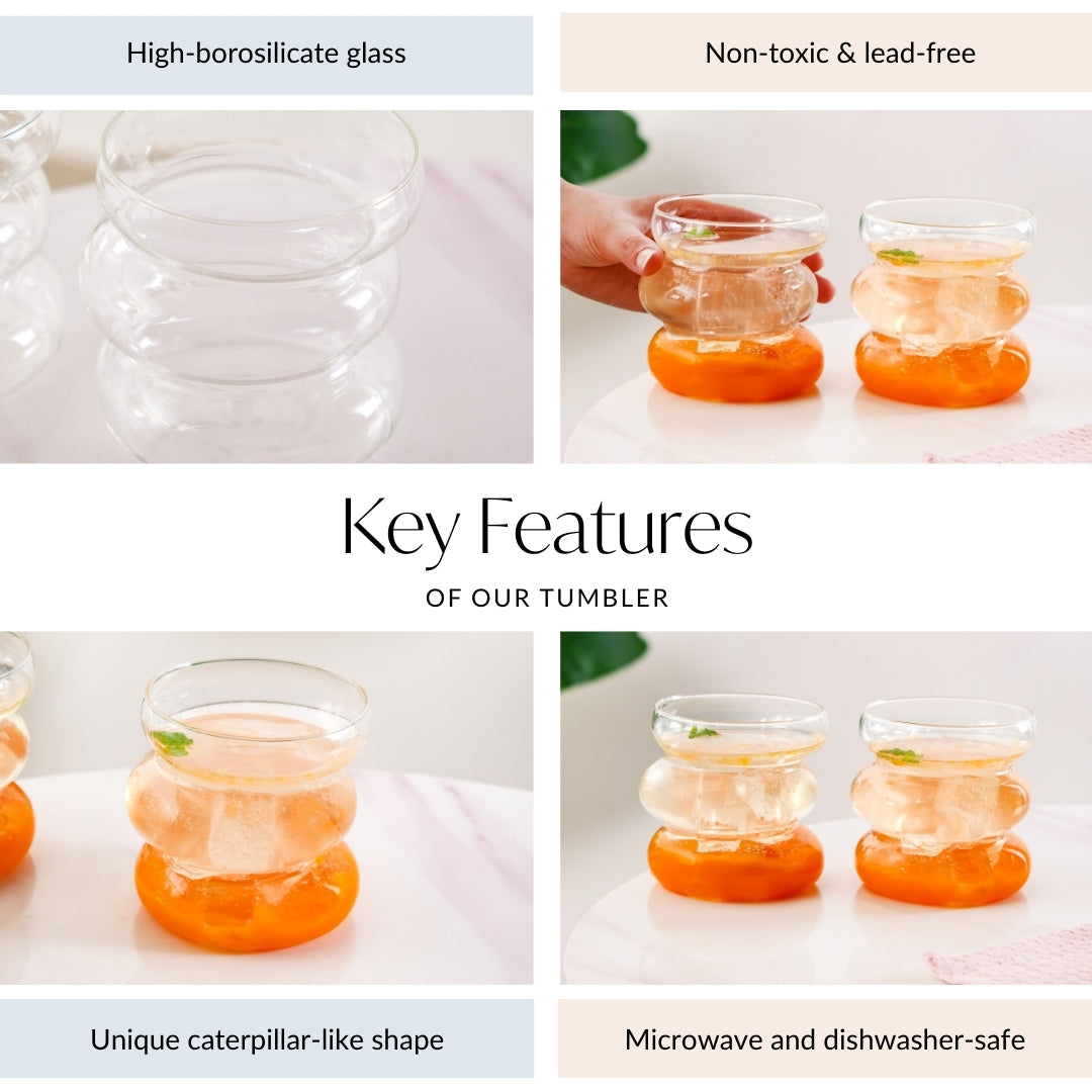 Transparent Layered Donut Glass Set Of 2 400ml