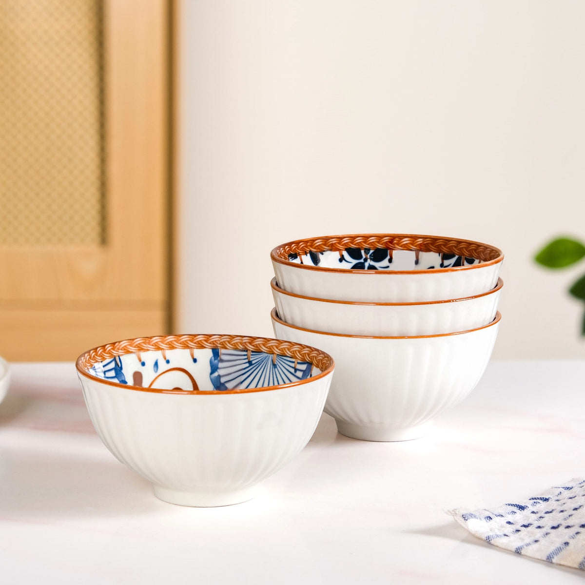 Terra Indigo Ceramic Bowls Set Of 4 300ml