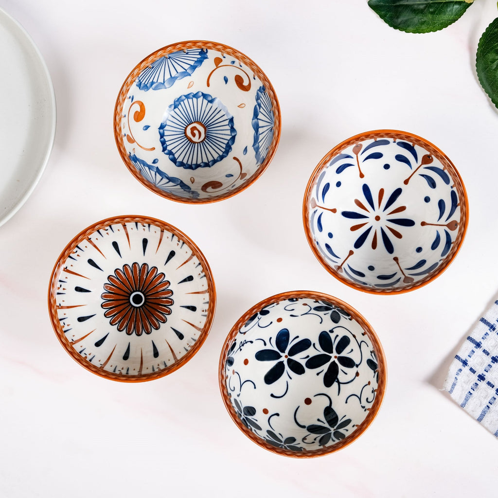 Terra Indigo Ceramic Bowls Set Of 4 300ml