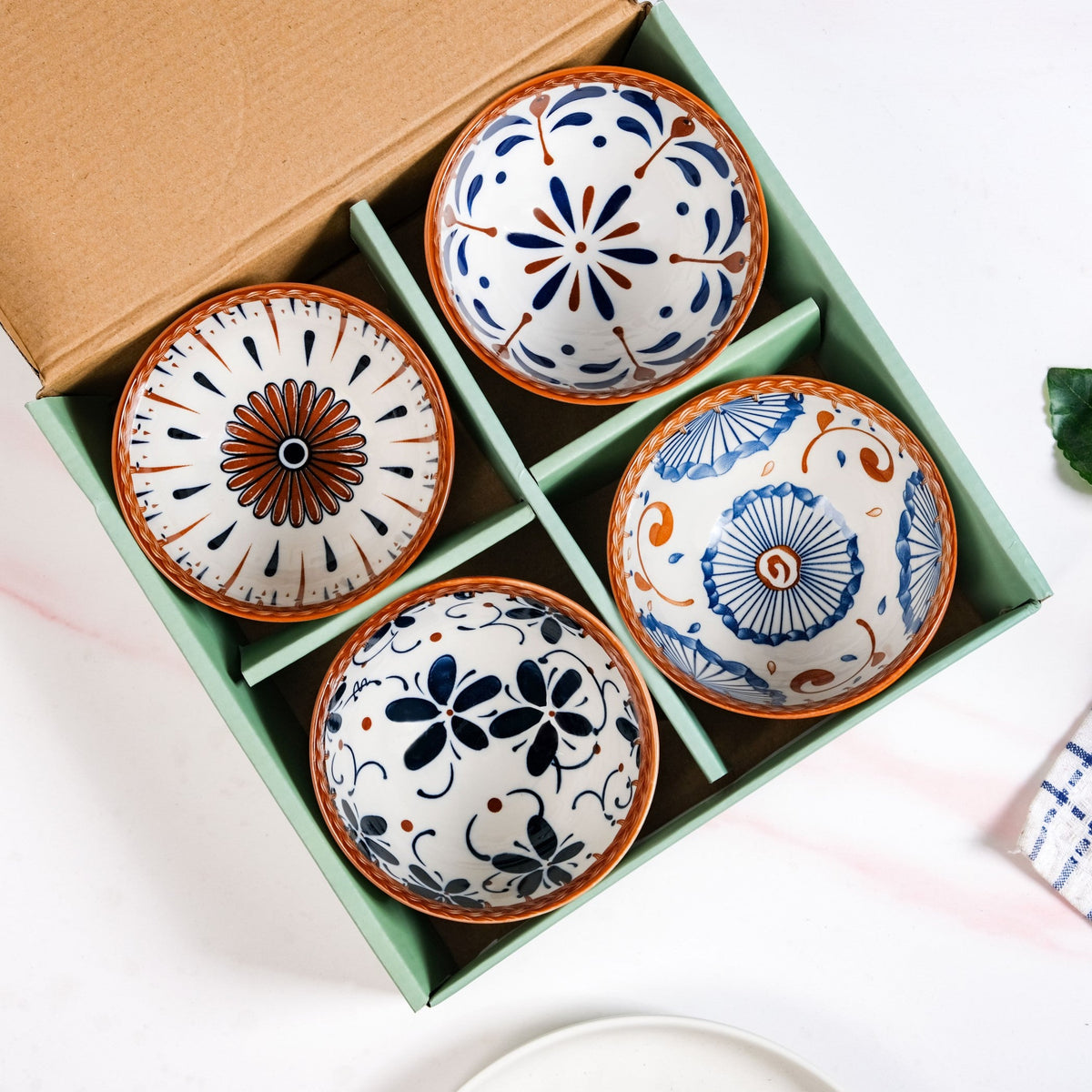 Terra Indigo Ceramic Bowls Set Of 4 300ml