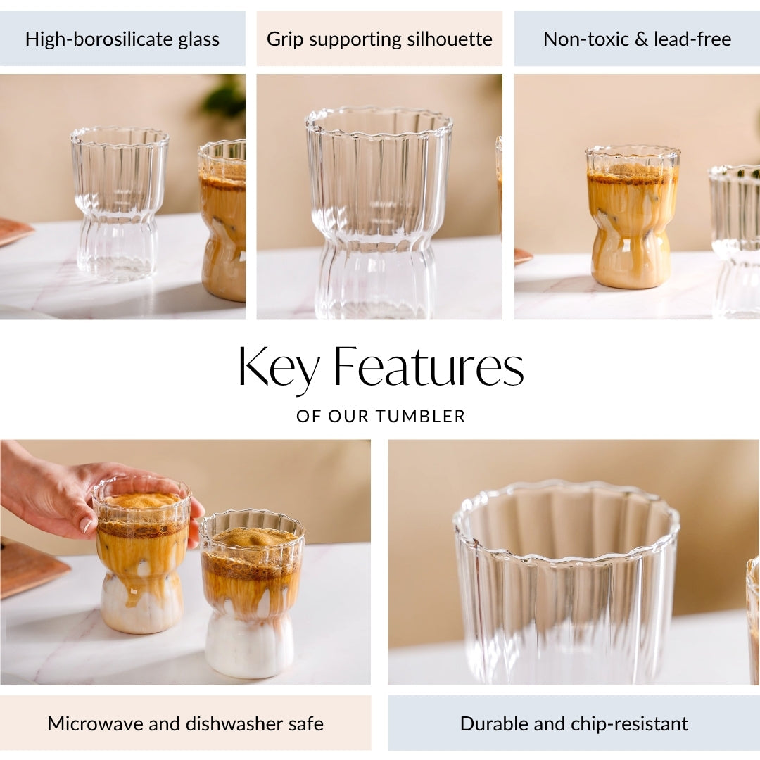 Trending Tiered Glass Tumbler Set Of 2 350ml