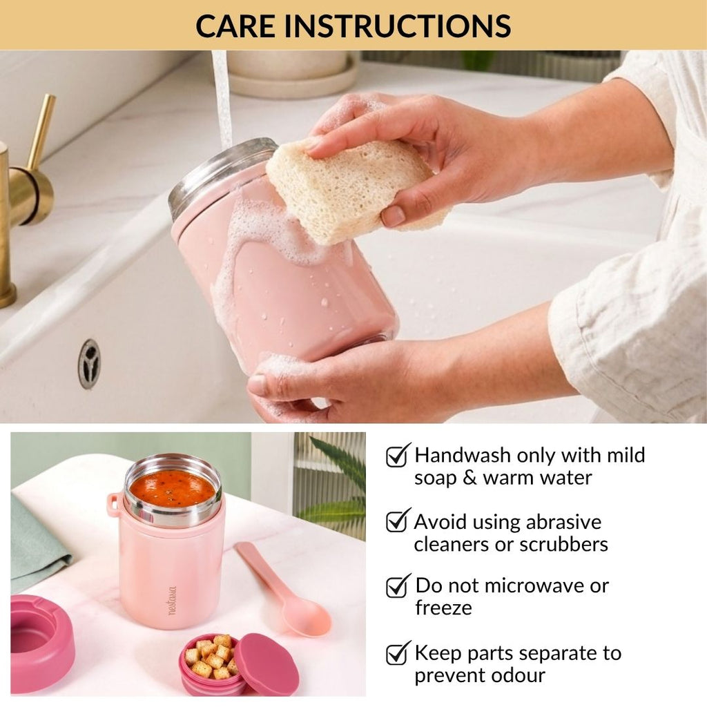 AMPM Portable Jar With Dressing Cup And Spoon Pink 460ml