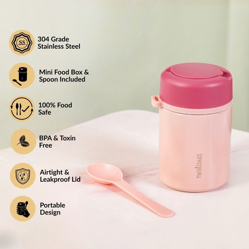 AMPM Portable Jar With Dressing Cup And Spoon Pink 460ml