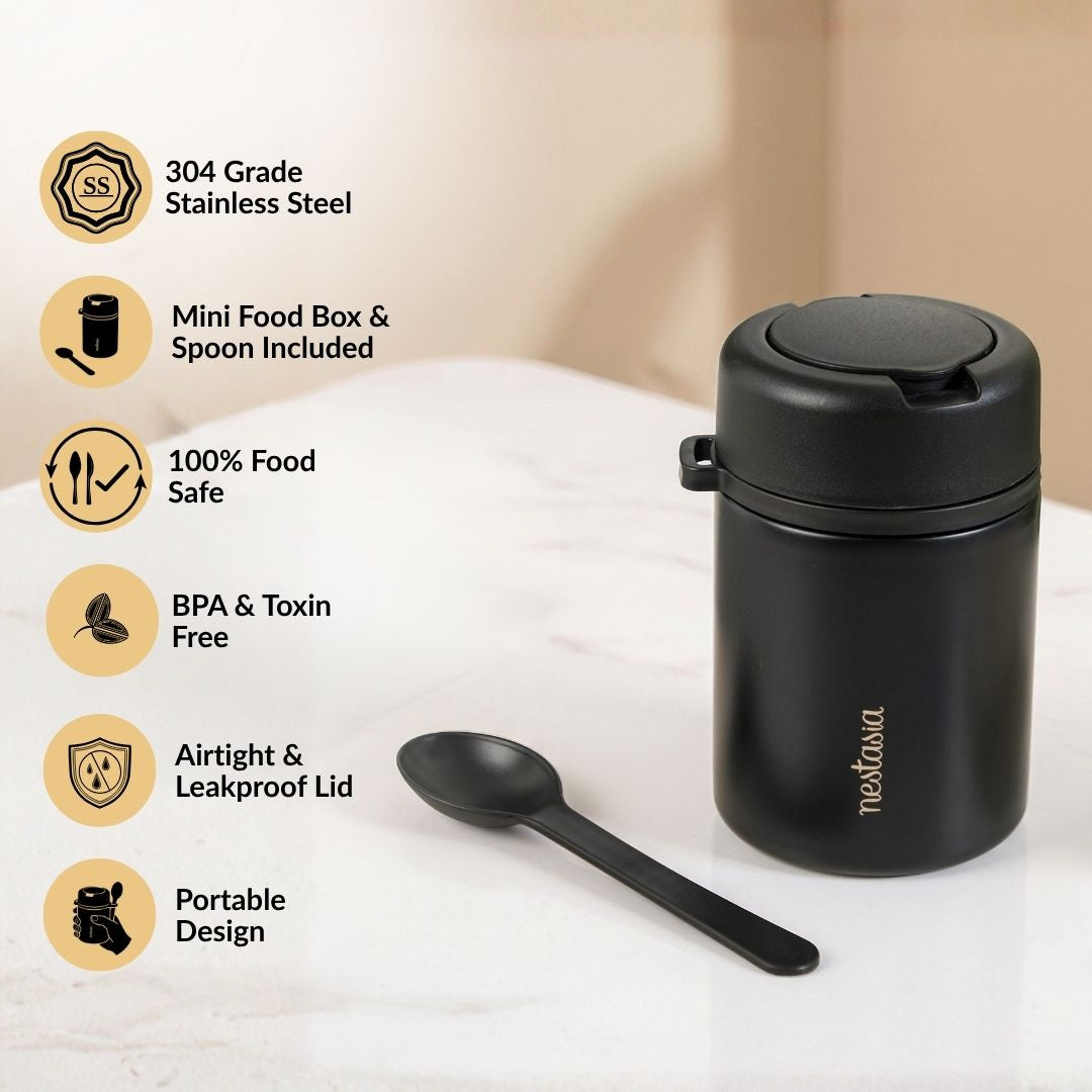AMPM Portable Jar With Food Box Black 460ml