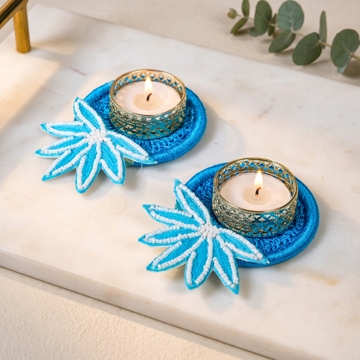 Aquabelle Tealight And Shubh Labh Wall Hanging Set Of 4 In Gift Bag