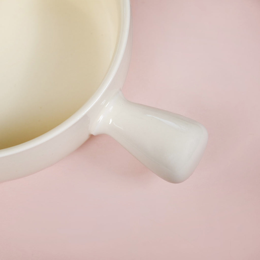 Pastel Cream Ceramic Bowl With Handle 700ml