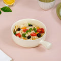 Pastel Cream Ceramic Bowl With Handle 700ml