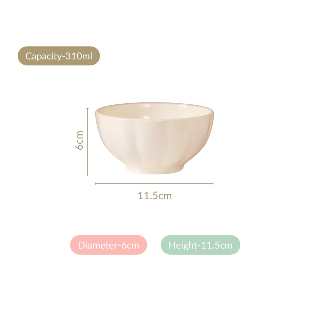 Pastel Gloss Finish Ceramic Bowl Set Of 4 310ml