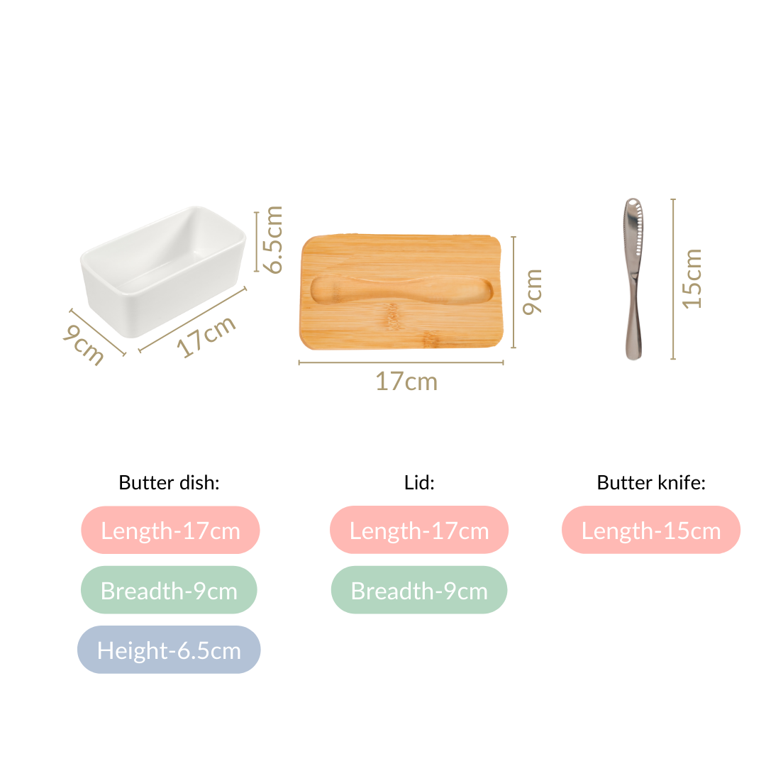 Ceramic Butter Dish With Lid And Butter Knife