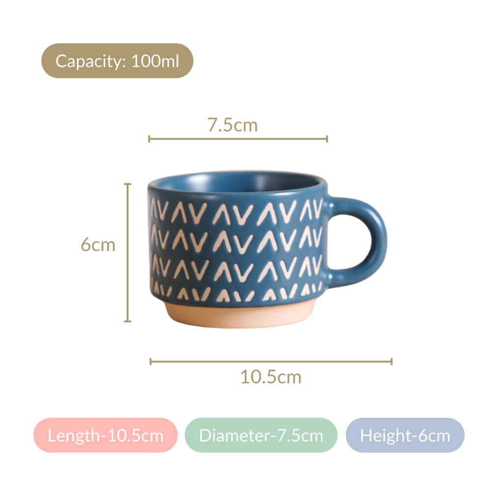 Eclectic Stackable Cups Set Of 4 With Stand Blue 100ml