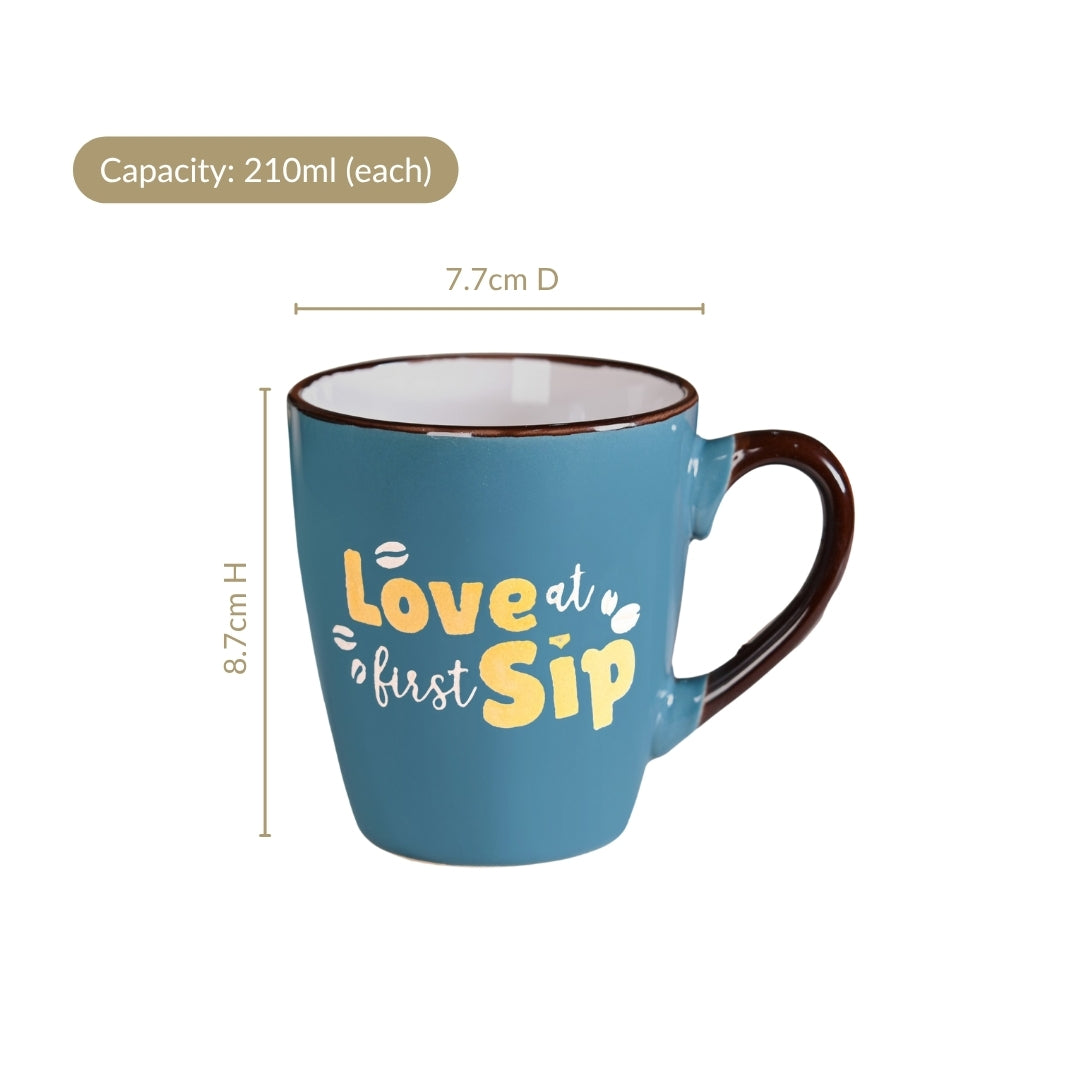 Coffee Quotes Ceramic Mug Set Of 4 210ml