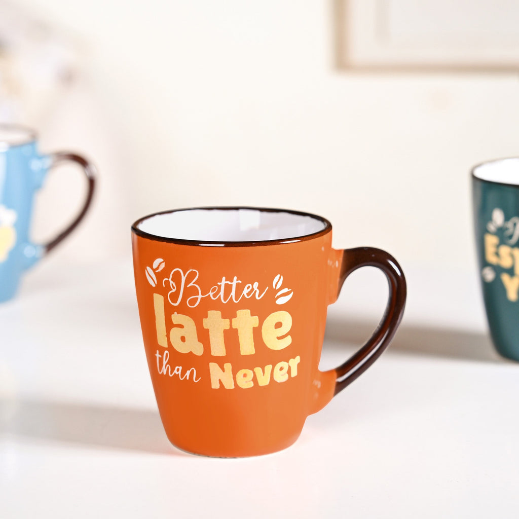 Coffee Quotes Ceramic Mug Set Of 4 210ml