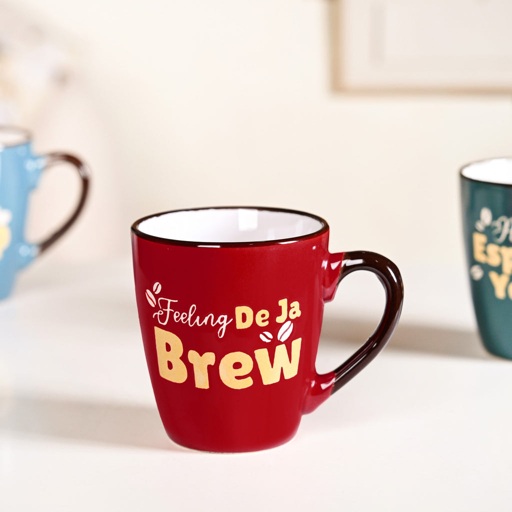 Coffee Quotes Ceramic Mug Set Of 4 210ml