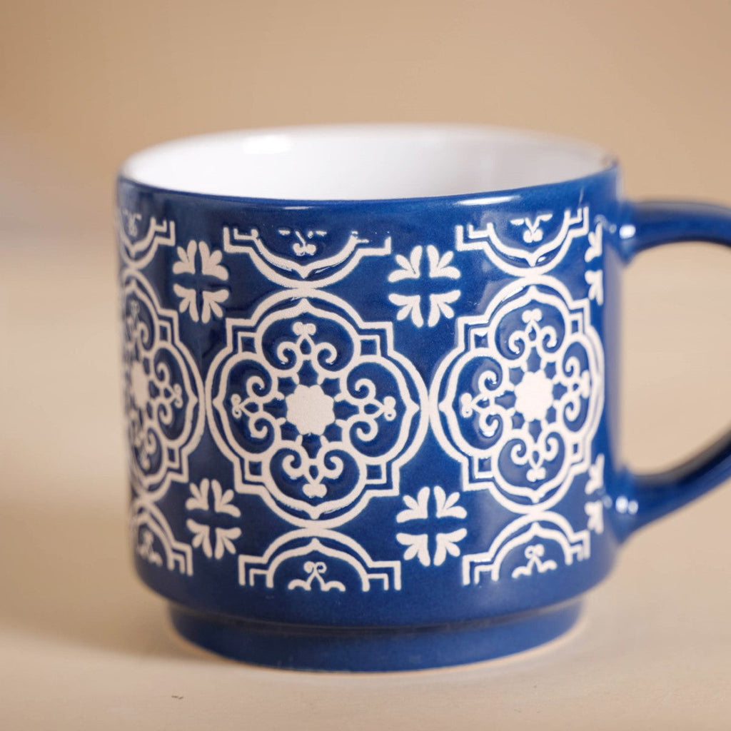 Floral Design Stackable Coffee Mugs Set of 4 210ml