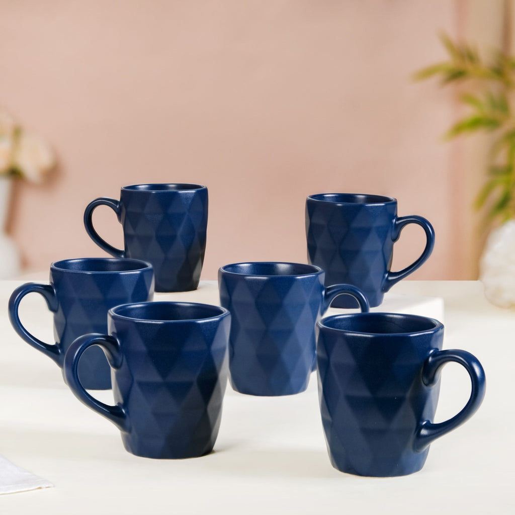 Just-The-Right-Size Tea Coffee Mug Set Of 6 Navy Blue 220ml