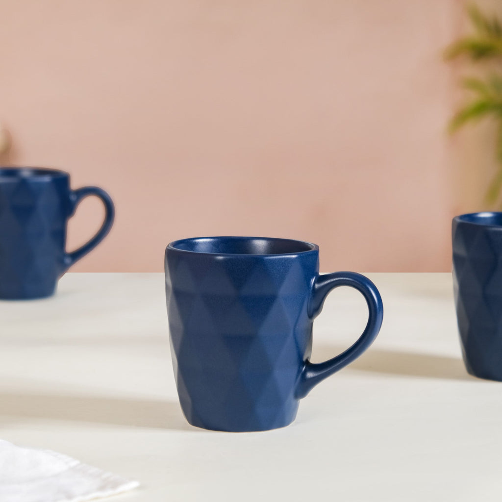 Just-The-Right-Size Tea Coffee Mug Set Of 6 Navy Blue 220ml