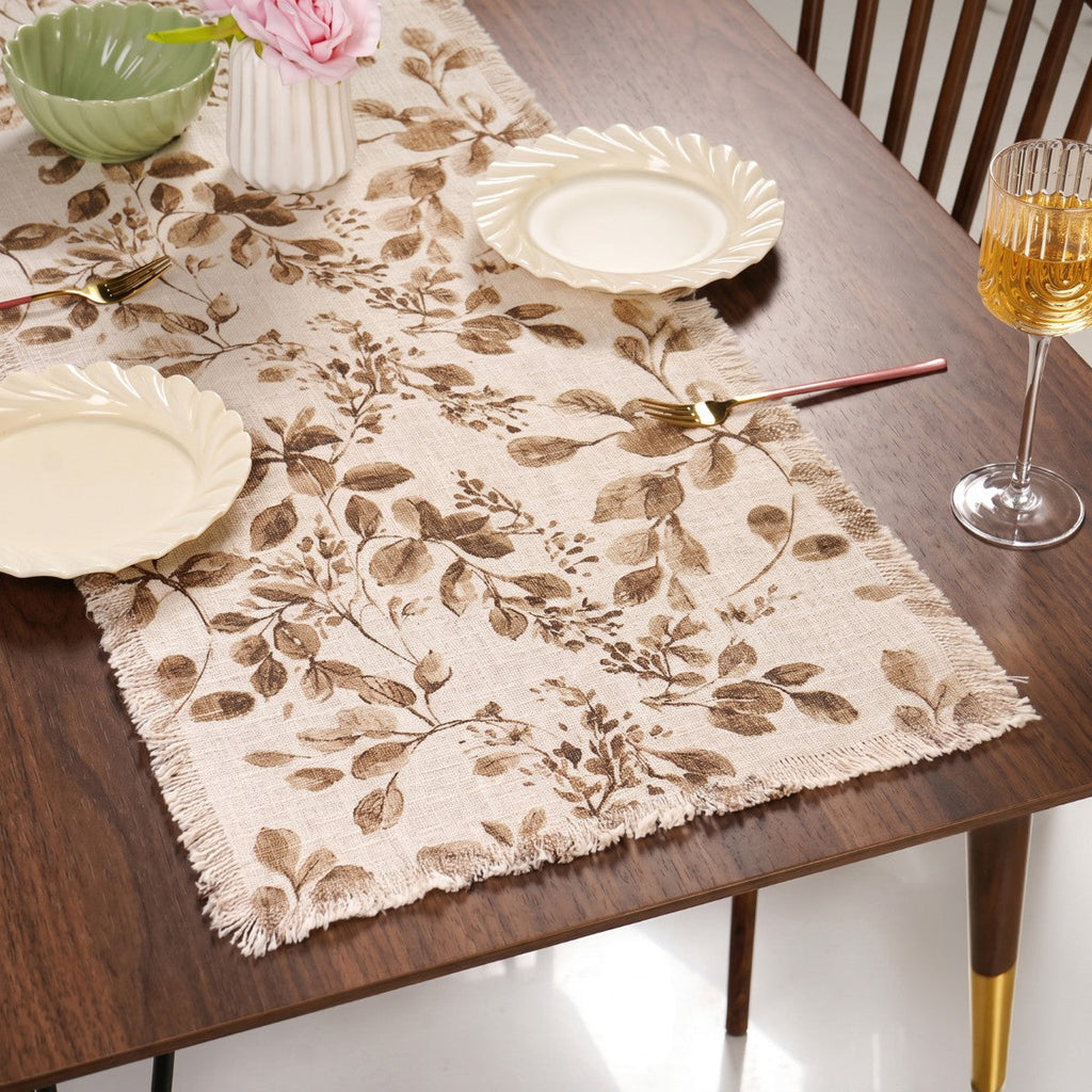 Rustic Foliage Cotton Table Runner 182x40cm