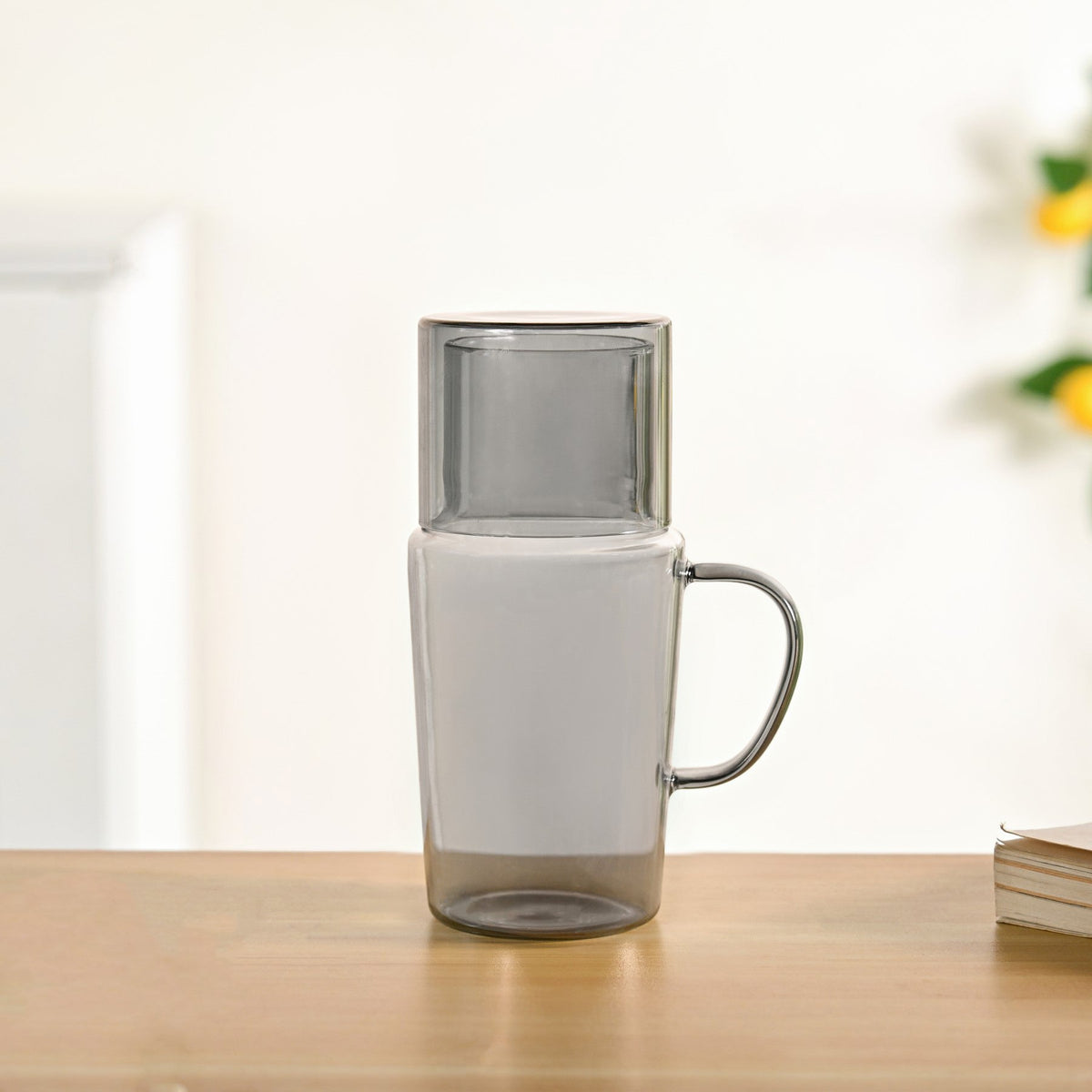 Sleek Black Tinted Bedside Carafe Set With Tumbler And Jug