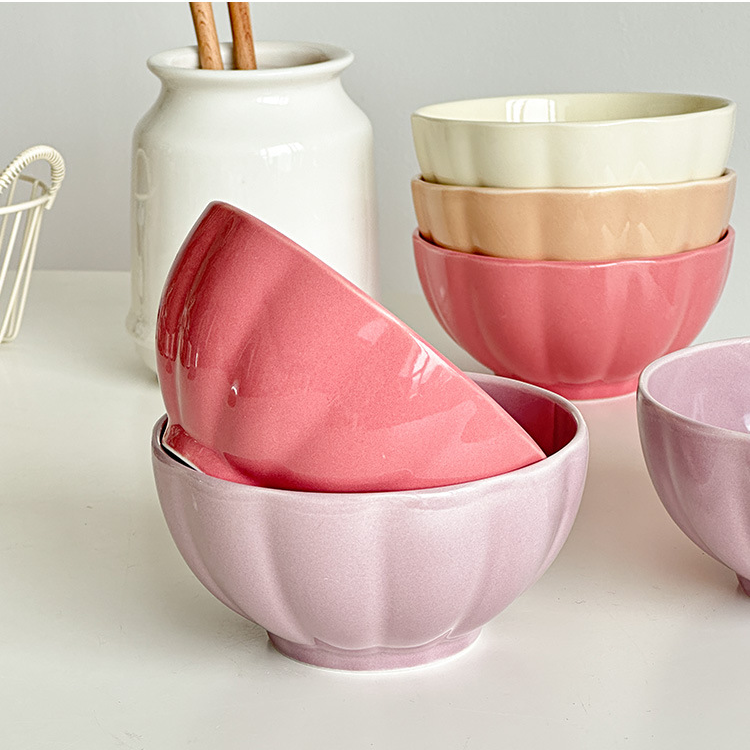 Pastel Gloss Finish Ceramic Bowl Set Of 4 310ml