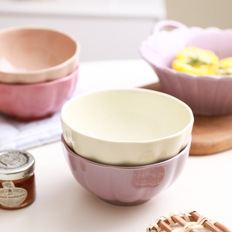 Pastel Gloss Finish Ceramic Bowl Set Of 4 310ml