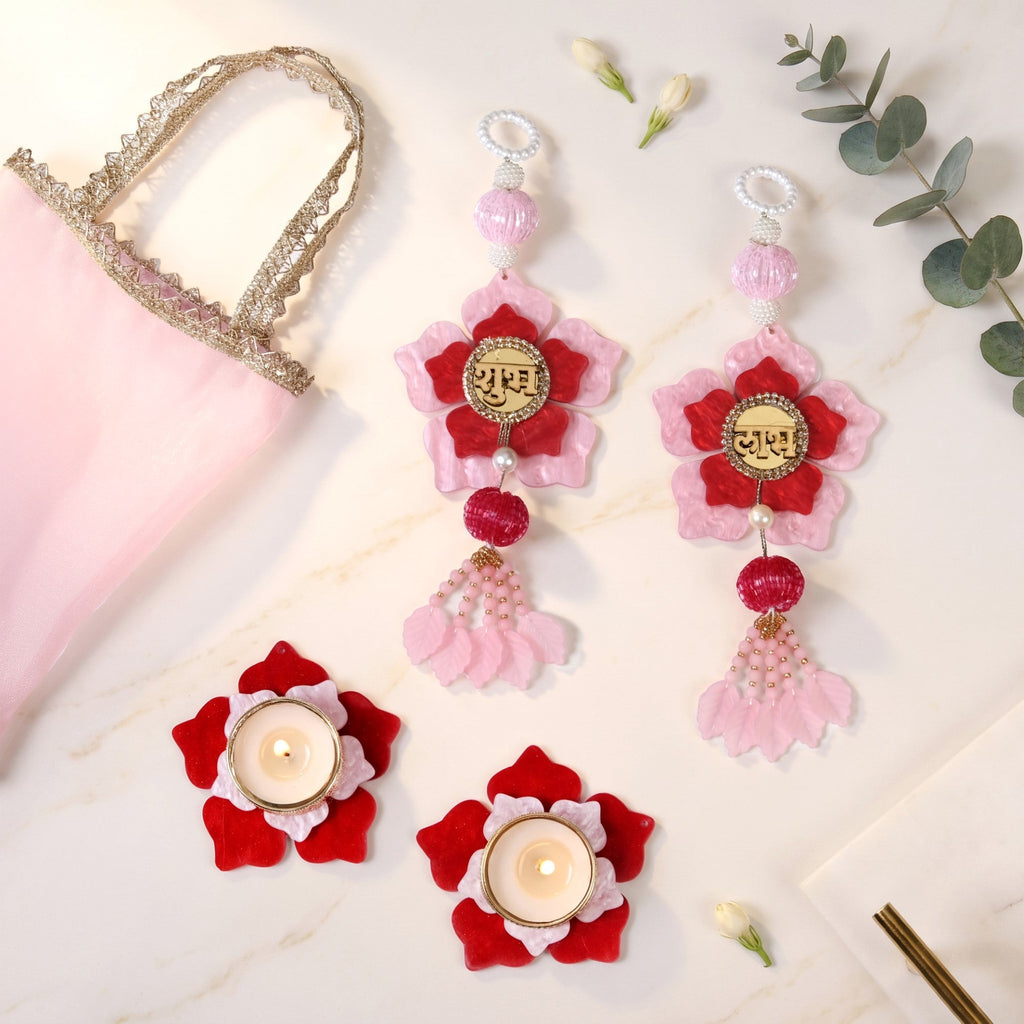 Florissa Wall Hanging And Tealight Holder Set  Of 4 In Gift Bag