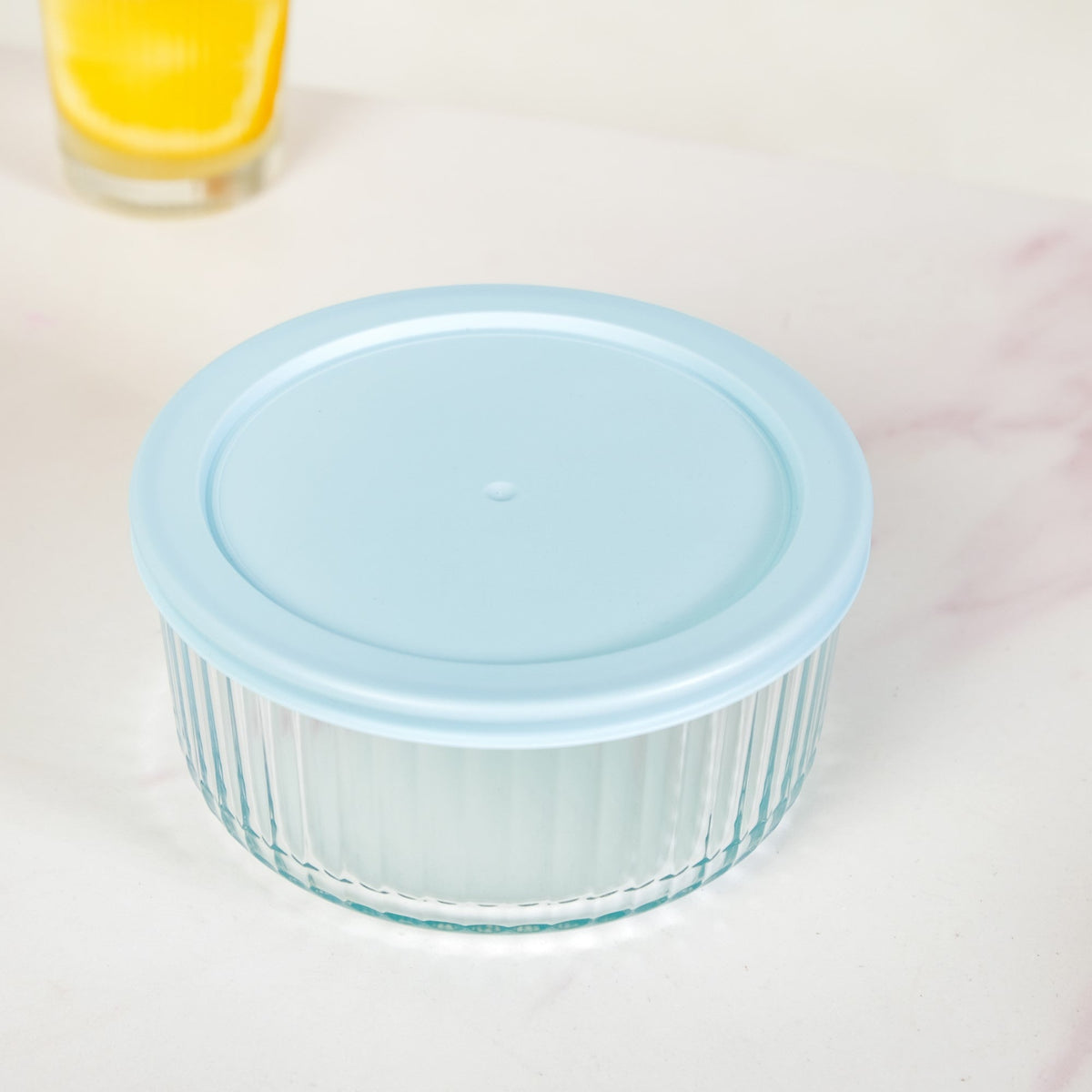 Set Of 4 Round Fluted Glass Food Storage Container With Lid S 230ml M 460ml L 950ml XL 1650ml
