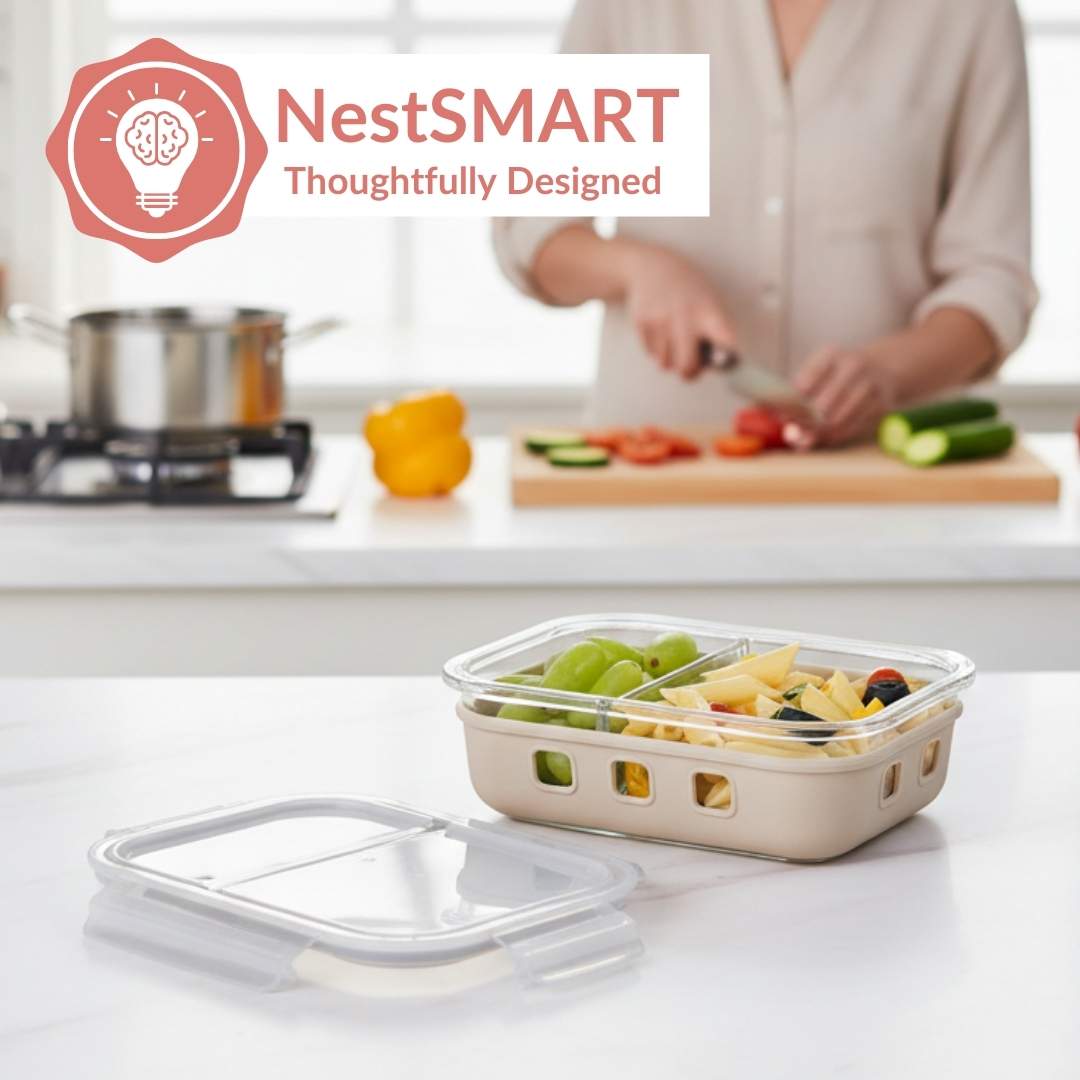 Gripso Dual Compartment Food Container 600ml Beige