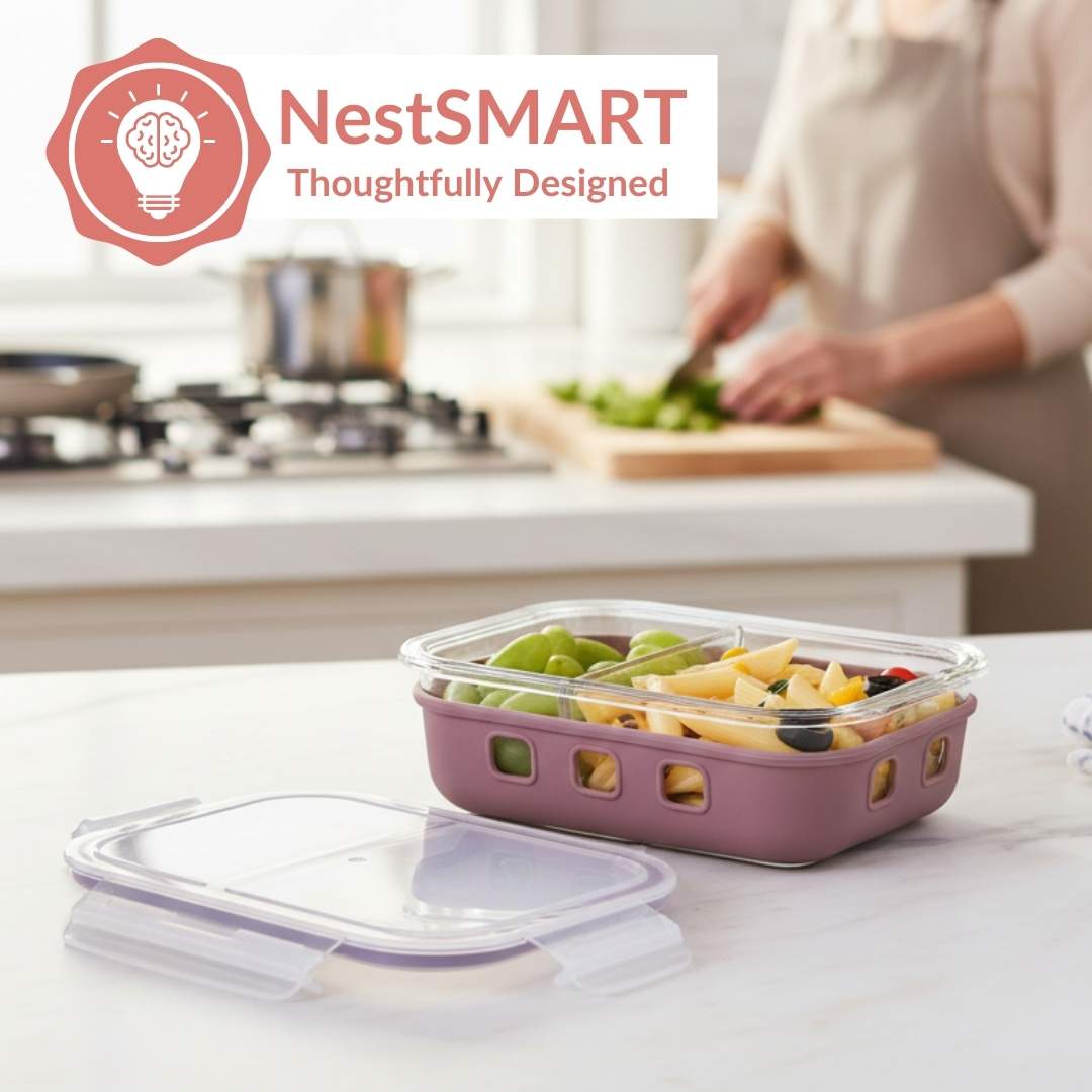 Gripso Dual Compartment Food Container 600ml Mauve