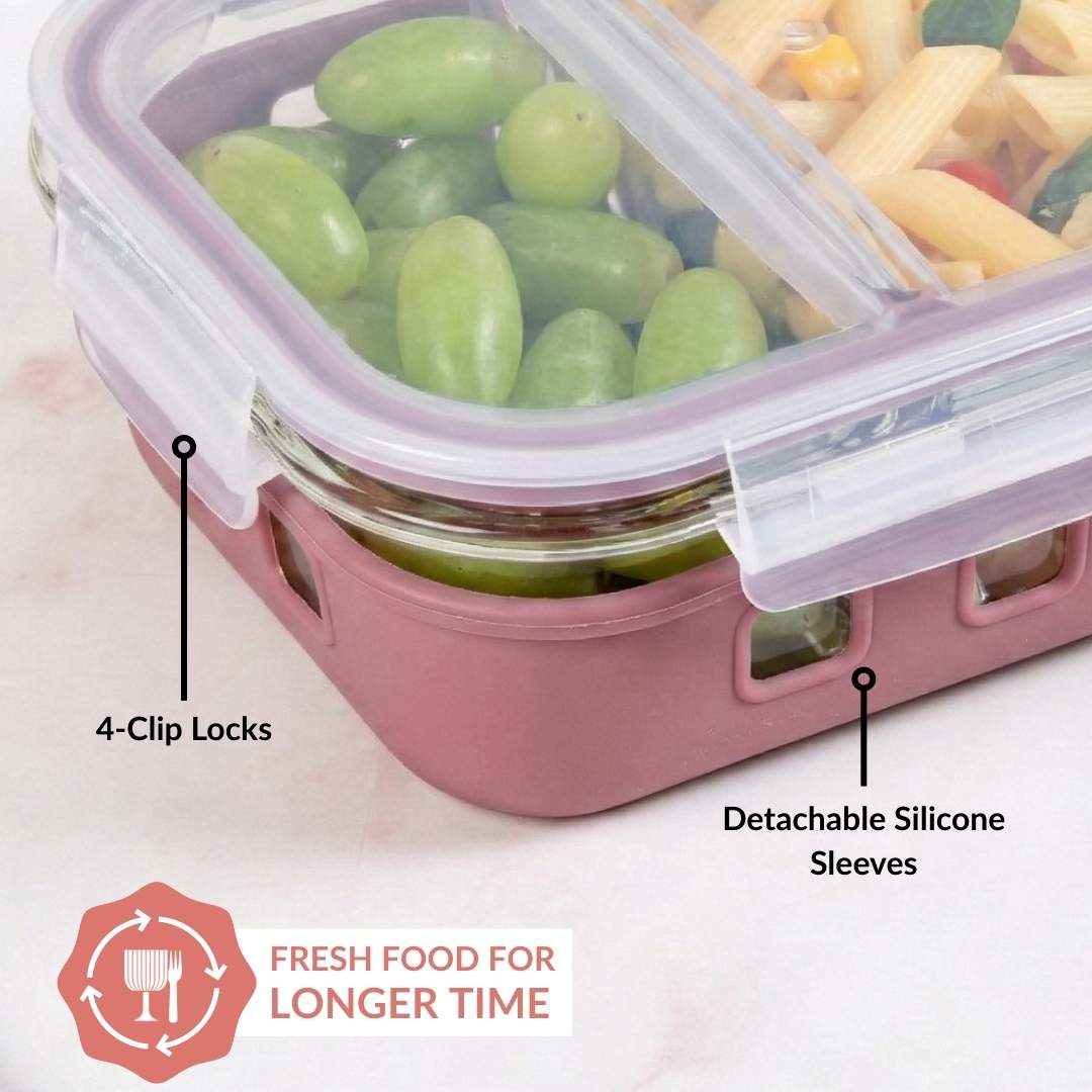Gripso Dual Compartment Food Container 600ml Mauve