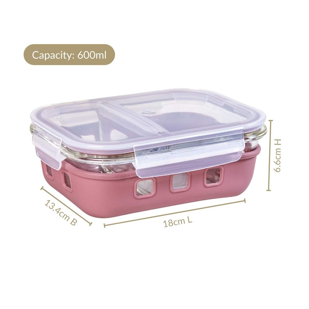 Gripso Dual Compartment Food Container 600ml Mauve