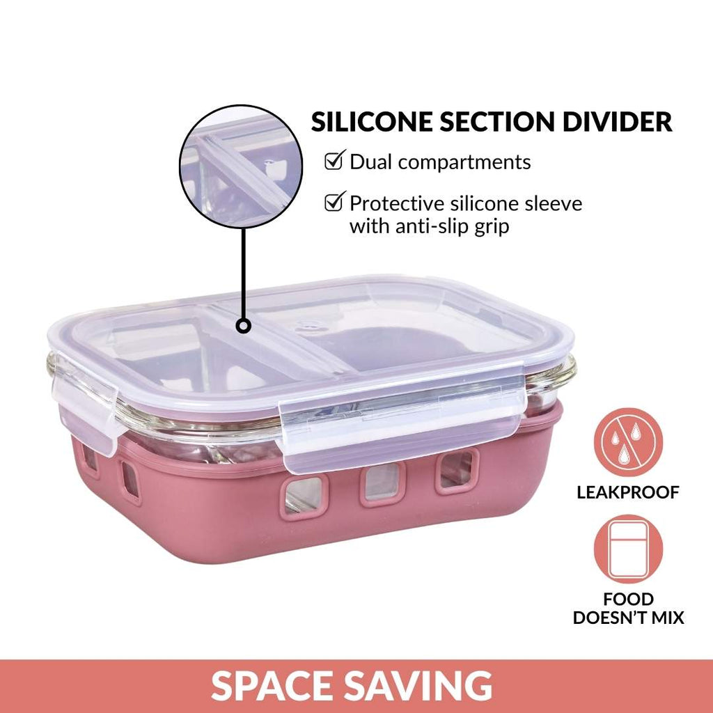 Gripso Dual Compartment Food Container 600ml Mauve