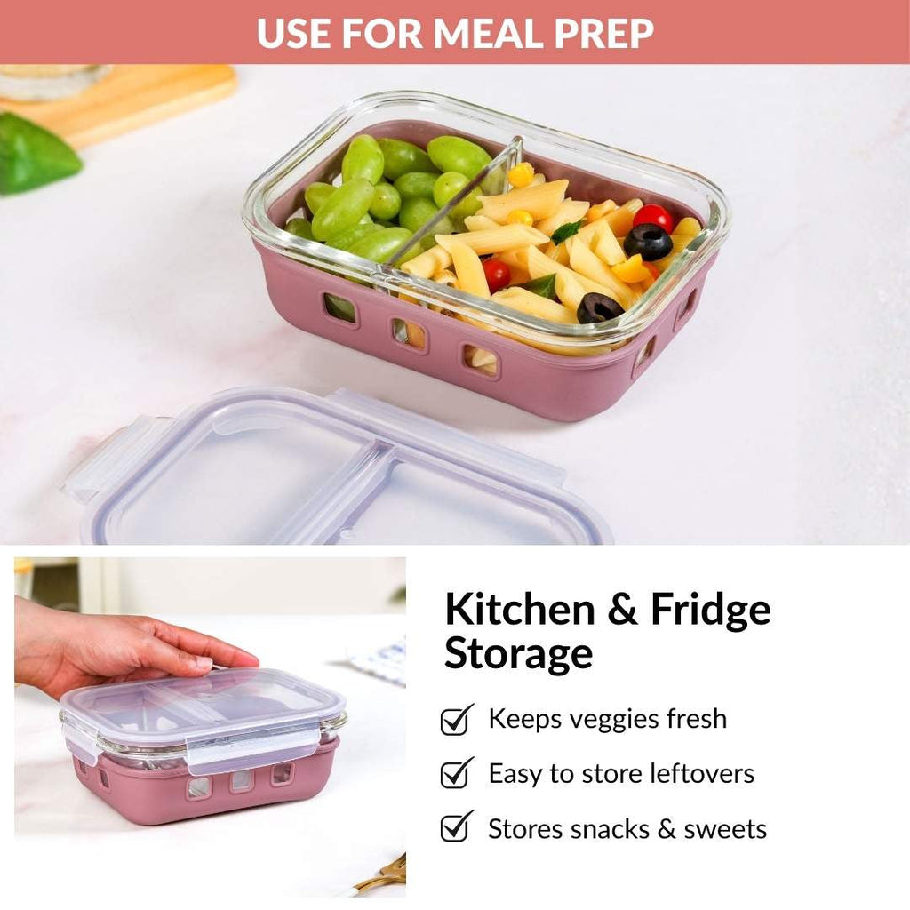 Gripso Dual Compartment Food Container 600ml Mauve