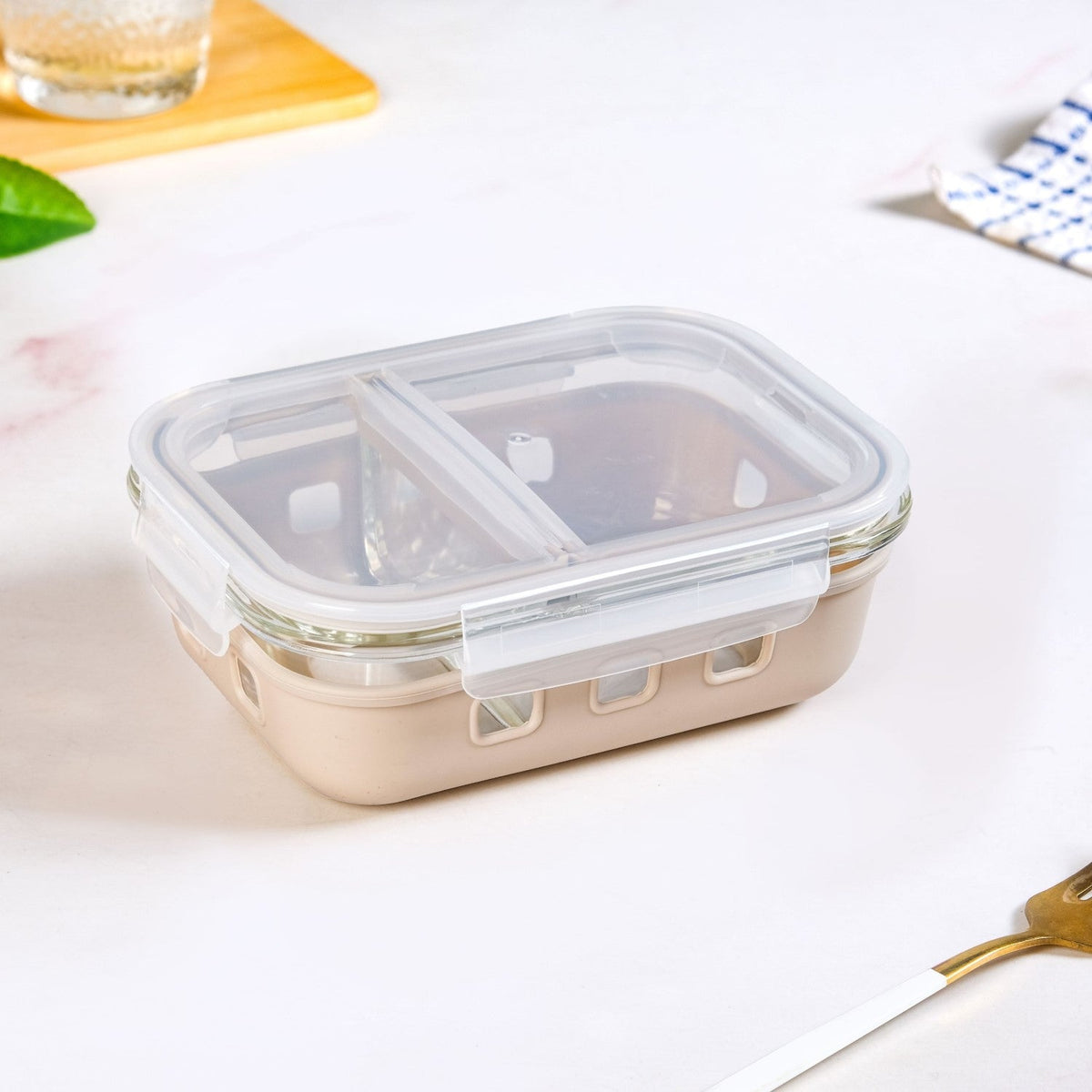 Gripso Dual Compartment Food Container 600ml Beige