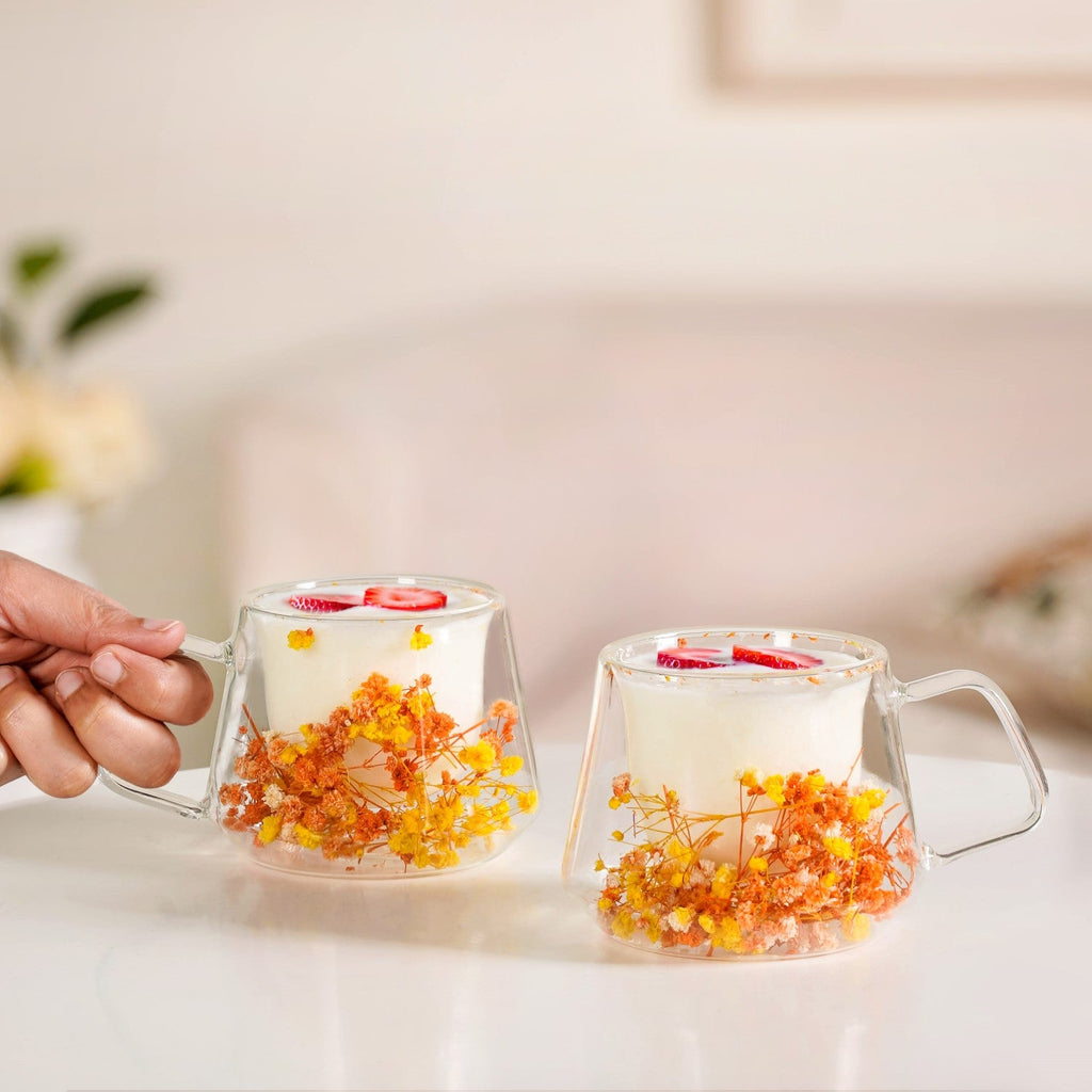 Spring Bloom Double Walled Coffee Mug Set Of 2 180ml